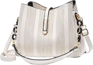 Women's Fashionable And Versatile Trendy Large Bags Capacity Soft Leather Shoulder Crossbody Large (White, One Size)