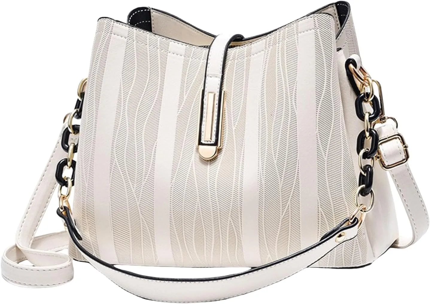 Women's Fashionable And Versatile Trendy Large Bags Capacity Soft Leather Shoulder Crossbody Large (White, One Size)