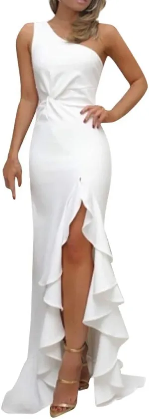 Women's Formal Sexy Solid Color Strapless Split Sequin Dresses Evening Cocktail Prom Gowns DressS-3XL