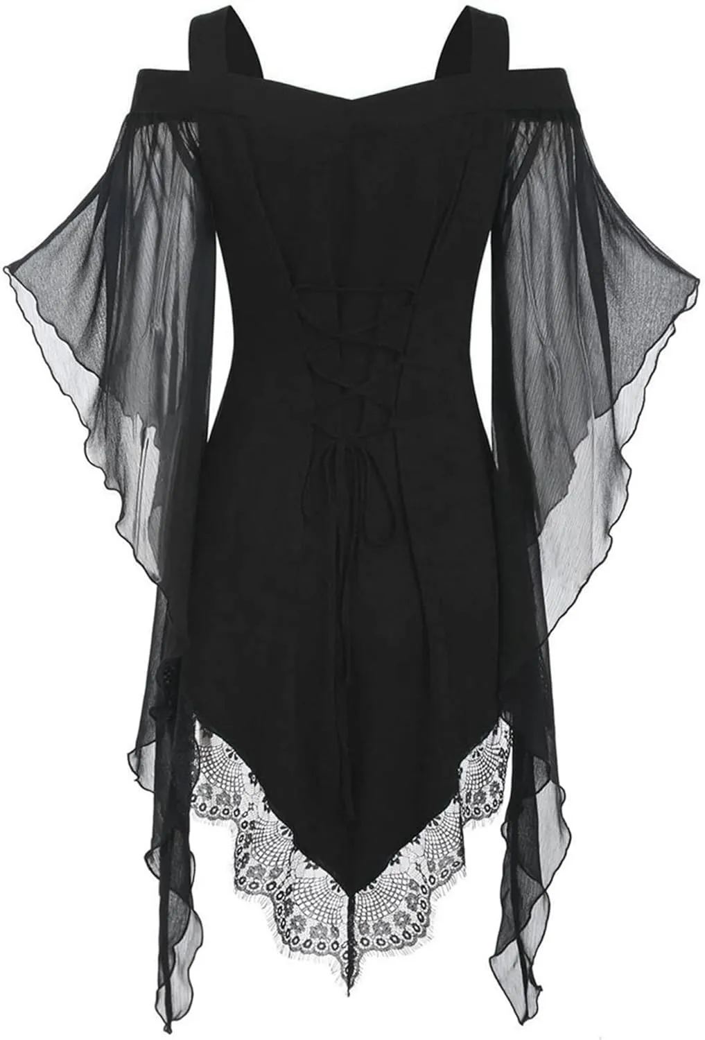 Women's Gothic Lace Patchwork Dress Retro Steampunk Renaissance Dress Goth Bandage Dresses Sexy Halloween Costume