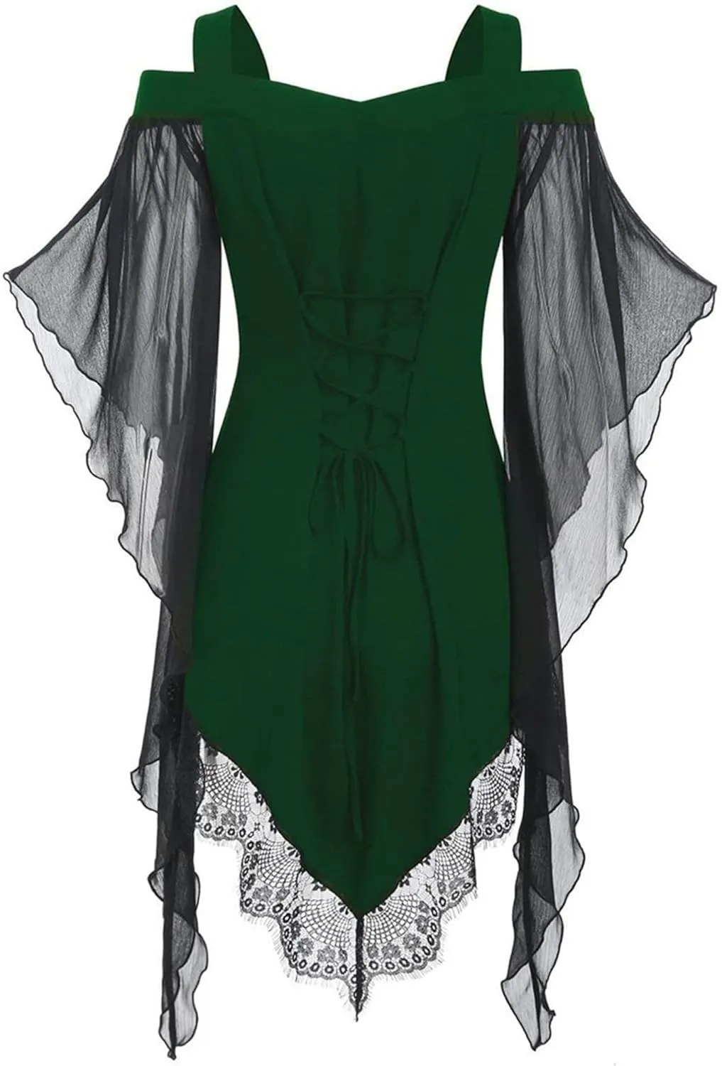 Women's Gothic Lace Patchwork Dress Retro Steampunk Renaissance Dress Goth Bandage Dresses Sexy Halloween Costume
