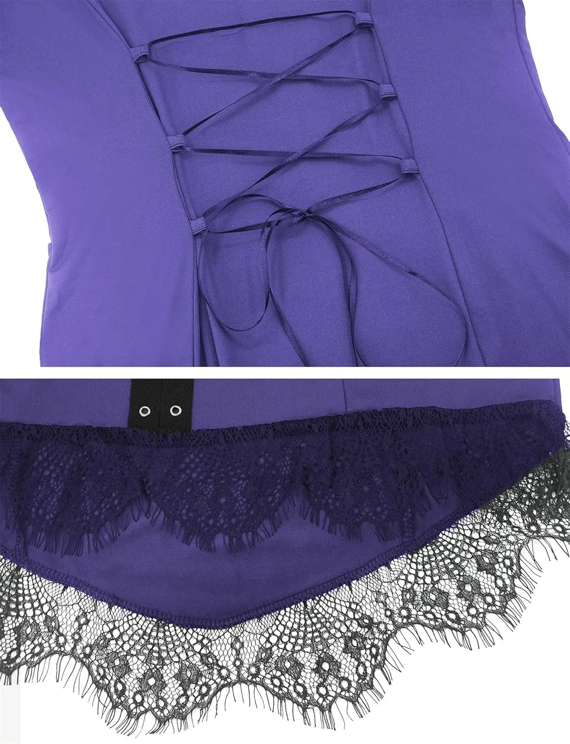 Women's Gothic Lace Patchwork Dress Retro Steampunk Renaissance Dress Goth Bandage Dresses Sexy Halloween Costume