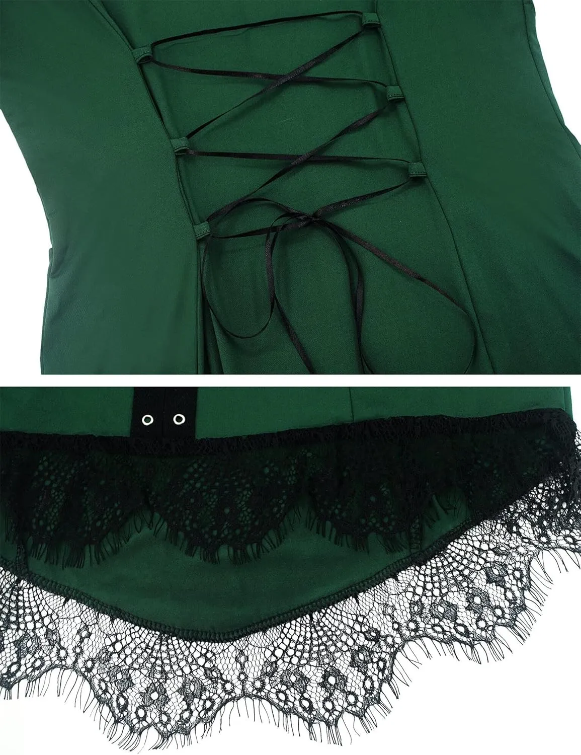 Women's Gothic Lace Patchwork Dress Retro Steampunk Renaissance Dress Goth Bandage Dresses Sexy Halloween Costume