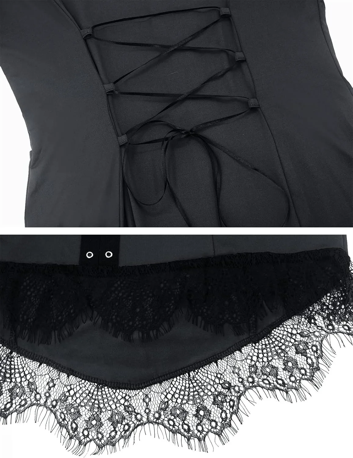 Women's Gothic Lace Patchwork Dress Retro Steampunk Renaissance Dress Goth Bandage Dresses Sexy Halloween Costume