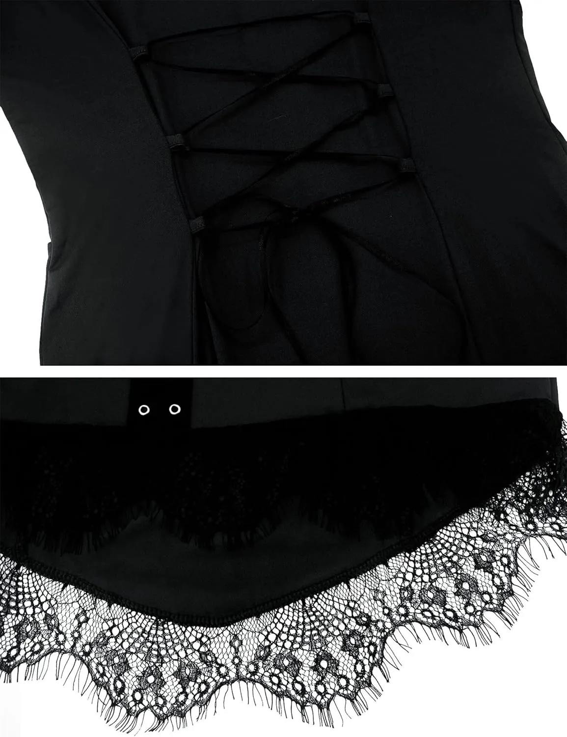 Women's Gothic Lace Patchwork Dress Retro Steampunk Renaissance Dress Goth Bandage Dresses Sexy Halloween Costume