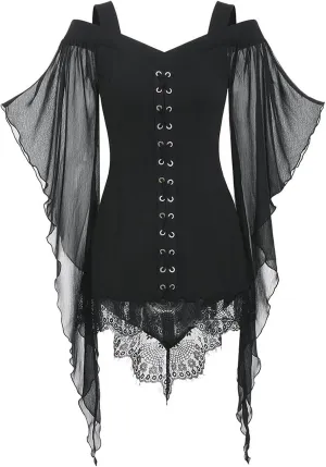Women's Gothic Lace Patchwork Dress Retro Steampunk Renaissance Dress Goth Bandage Dresses Sexy Halloween Costume
