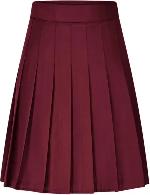 Women's High Waist Pleated Midi Skirt Plus Size Skater Tennis Skirt Comfort School Uniform Skirt with Shorts