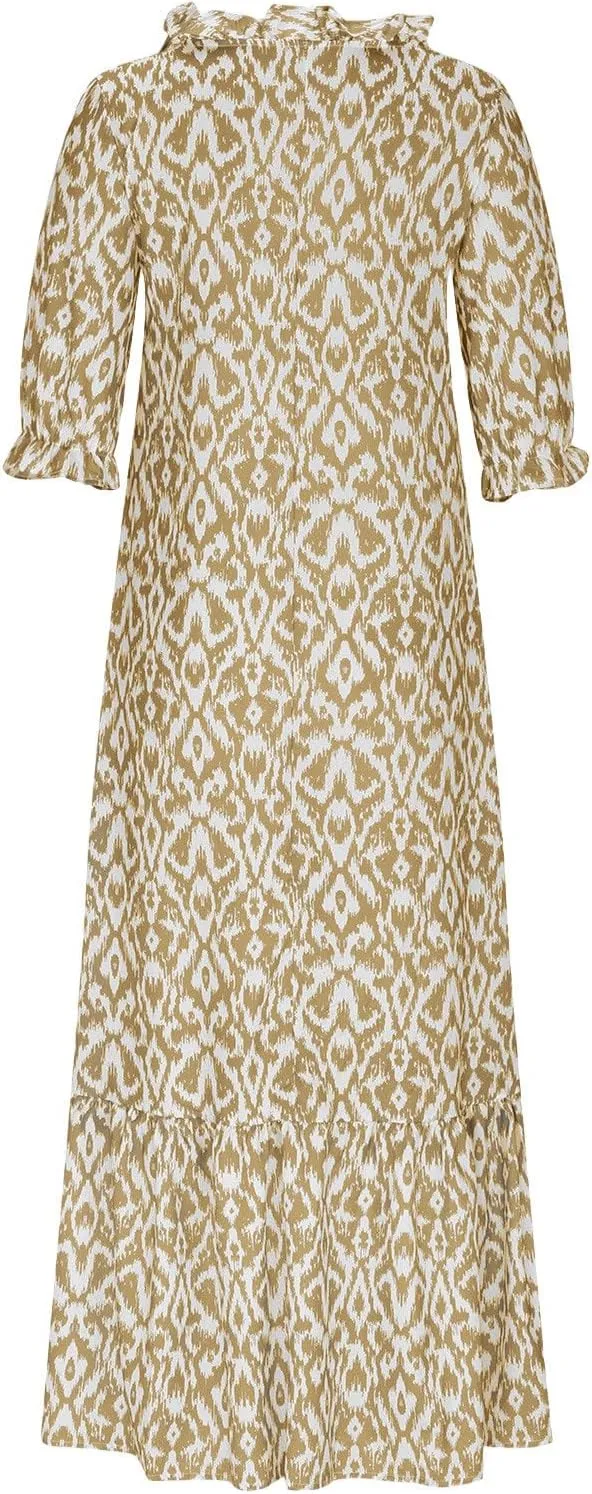 Womens Maxi Dress Summer Boho Floral V Neck Short Sleeve Tassel Flowy Dress Casual Flowy A Line Beach Long Dresses