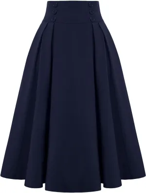 Women's Maxi Dresses 2025 Elegant Trendy Midi Vintage Button Elastic High Waisted Pleated Cocktail Skirts, S-2XL