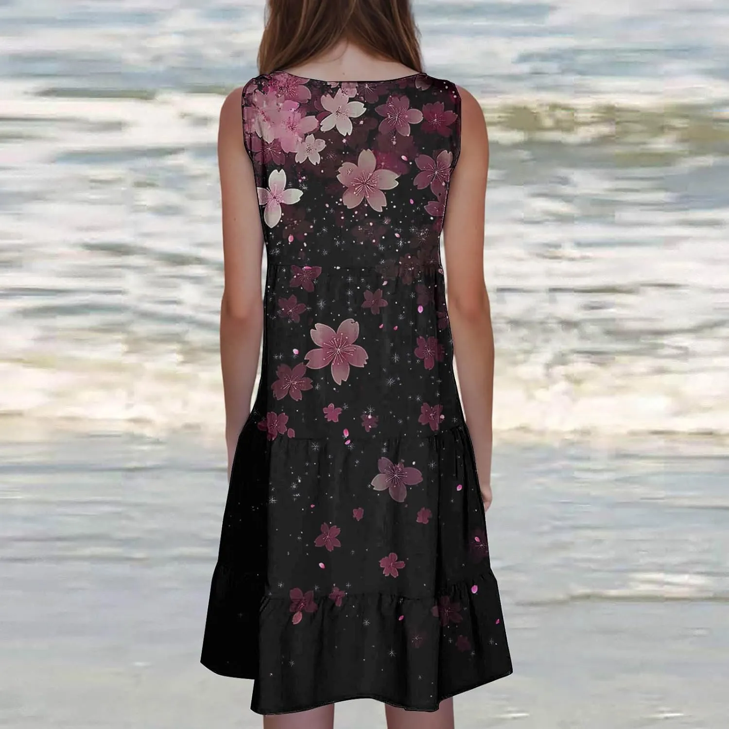 Womens Plus Size Dresses Summer Floral Printed Sleeveless Dress Boho Beach A-Line Sundress Tank Dresses for Women 2025