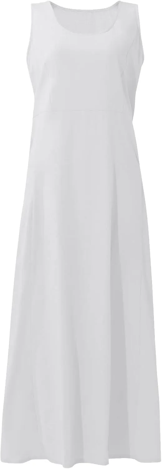Women's Plus Size Summer Dresses 2025 Trendy Sleeveless Dresses Casual Baggy Flowy Maxi Sun Dresses Pocket