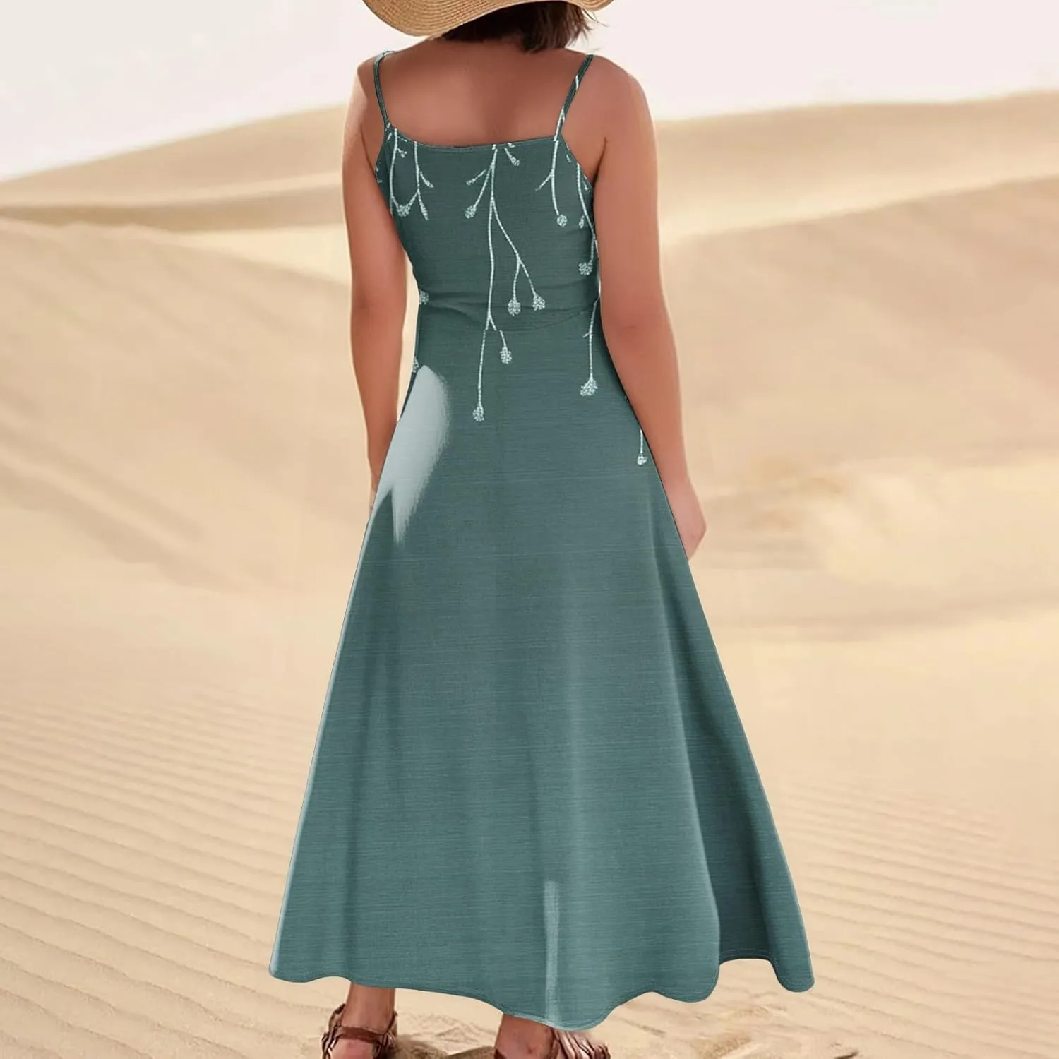 Women's Plus Size Summer Dresses 2025 Trendy Sleeveless Dresses Casual Baggy Flowy Maxi Sun Dresses Pocket