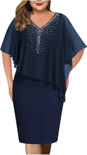 Women's Plus Size Wedding Guest Dress Sexy Dress 2025 Irregular Splicing Evening Party Dresses