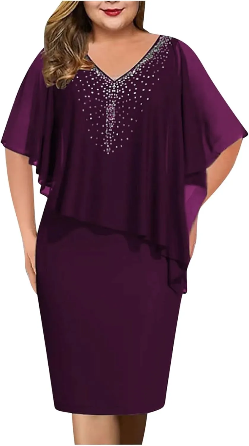Women's Plus Size Wedding Guest Dress Sexy Dress 2025 Irregular Splicing Evening Party Dresses