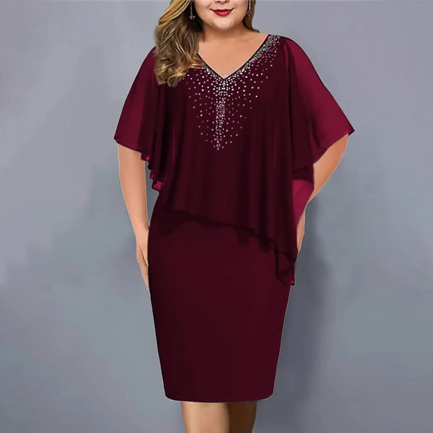 Women's Plus Size Wedding Guest Dress Sexy Dress 2025 Irregular Splicing Evening Party Dresses