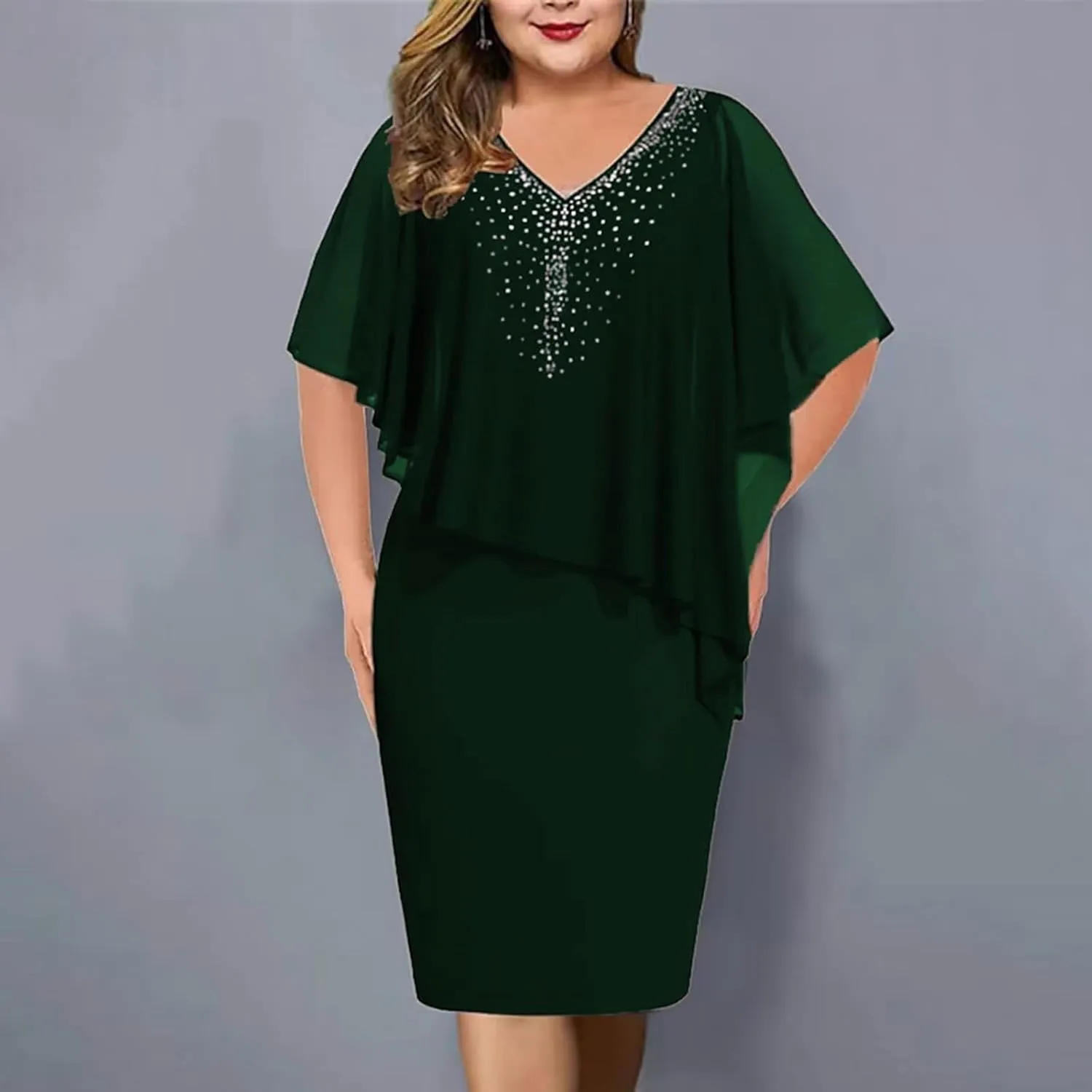 Women's Plus Size Wedding Guest Dress Sexy Dress 2025 Irregular Splicing Evening Party Dresses