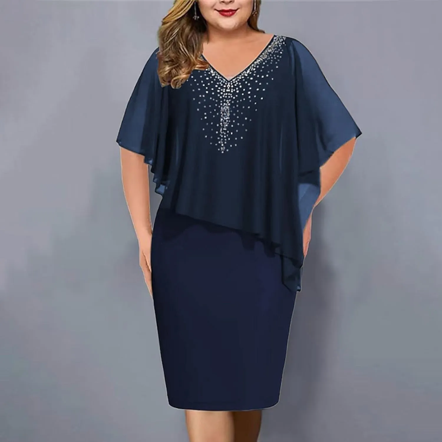 Women's Plus Size Wedding Guest Dress Sexy Dress 2025 Irregular Splicing Evening Party Dresses