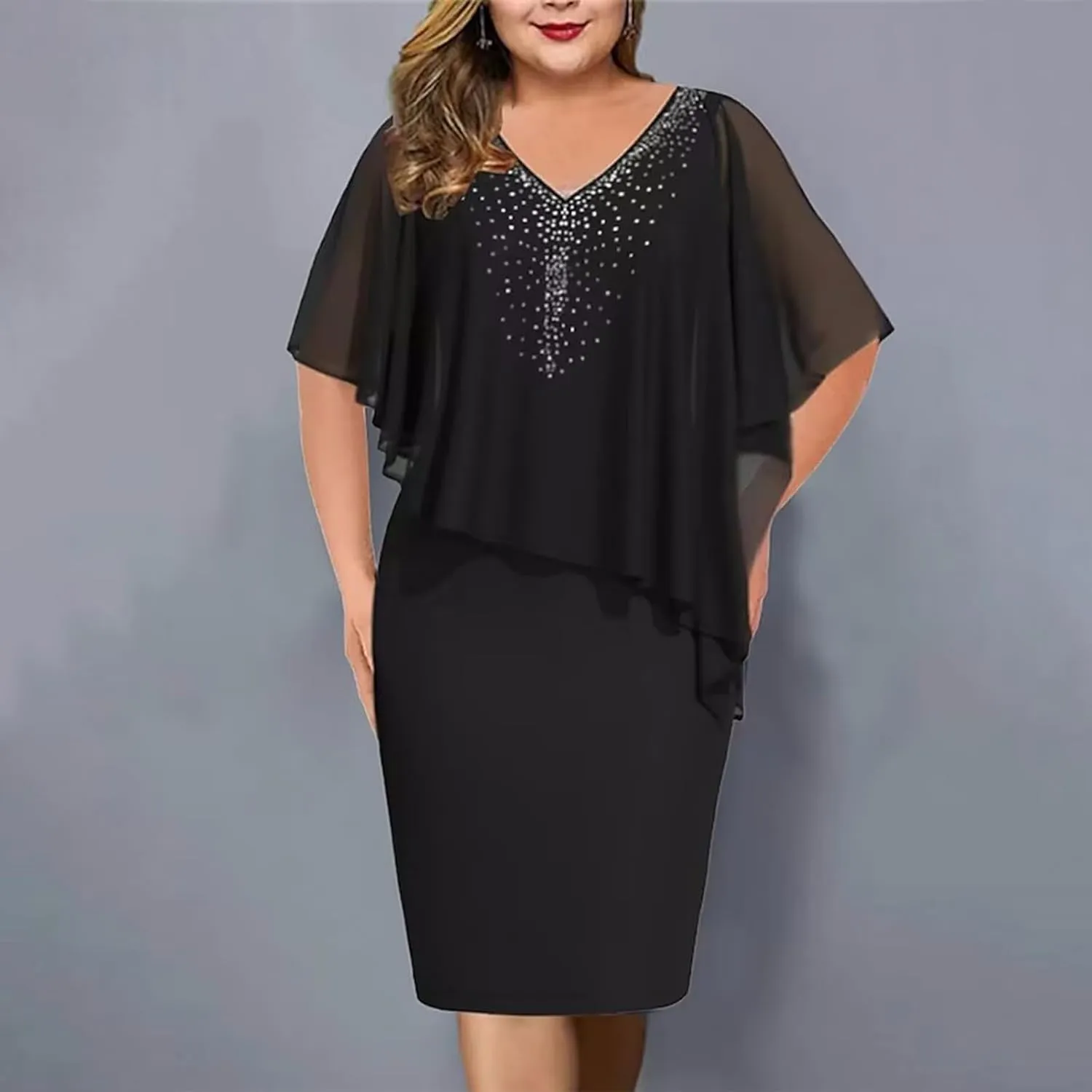 Women's Plus Size Wedding Guest Dress Sexy Dress 2025 Irregular Splicing Evening Party Dresses