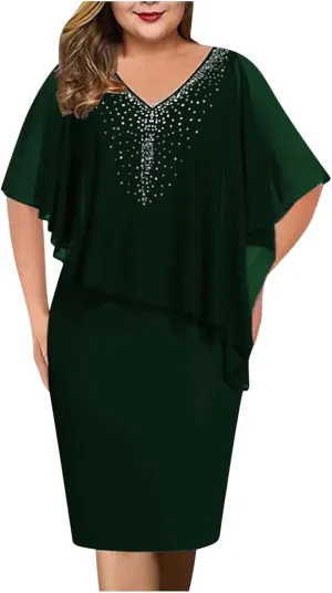 Women's Plus Size Wedding Guest Dress Sexy Dress 2025 Irregular Splicing Evening Party Dresses