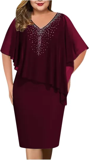 Women's Plus Size Wedding Guest Dress Sexy Dress 2025 Irregular Splicing Evening Party Dresses