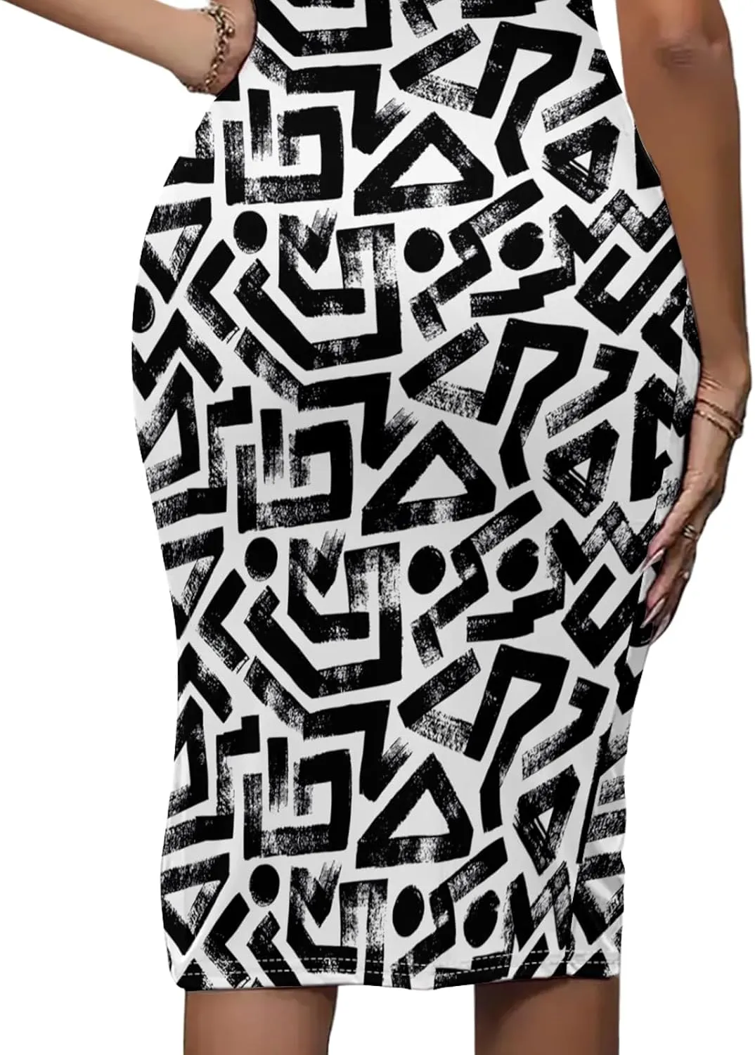 Women's Print Midi Dress Sleeveless Club Outfits Bodycon Summer Tank Dresses Casual Plus Size Dresses