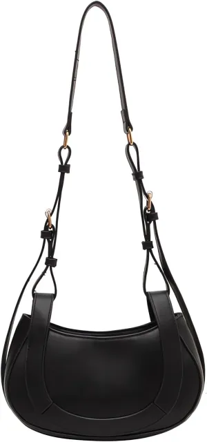 Women's Retro Saddle Bags and Crossbody Bags,Female Purses Handbags Versatile Satchel Bags Black