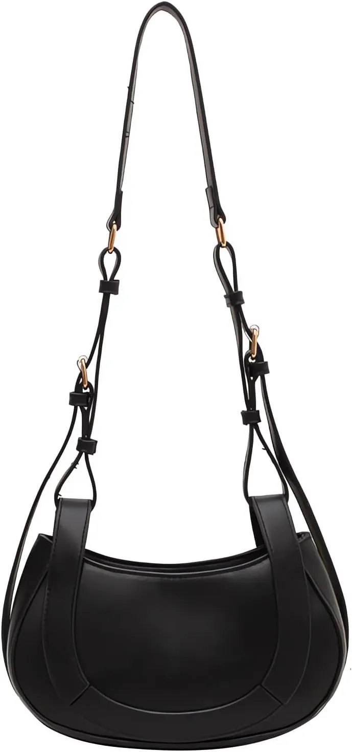 Women's Retro Saddle Bags and Crossbody Bags,Female Purses Handbags Versatile Satchel Bags Black