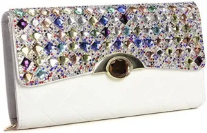 Women's Rhinestone Clutch Purse Evening Bag Diamond-Encrusted Chain Wallet Elegant Silver Gold Black Wedding Party Clutch Purse for Women