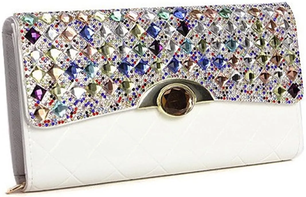 Women's Rhinestone Clutch Purse Evening Bag Diamond-Encrusted Chain Wallet Elegant Silver Gold Black Wedding Party Clutch Purse for Women