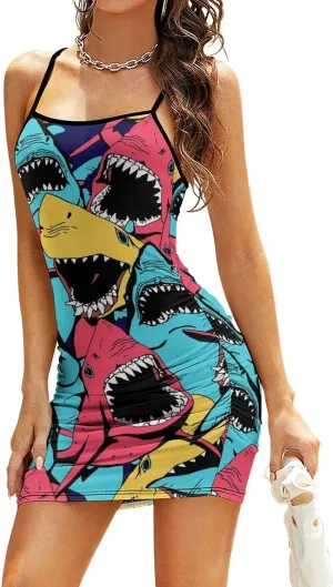 Women's Sleeveless Adjustable Strappy Summer Beach Swing Dress