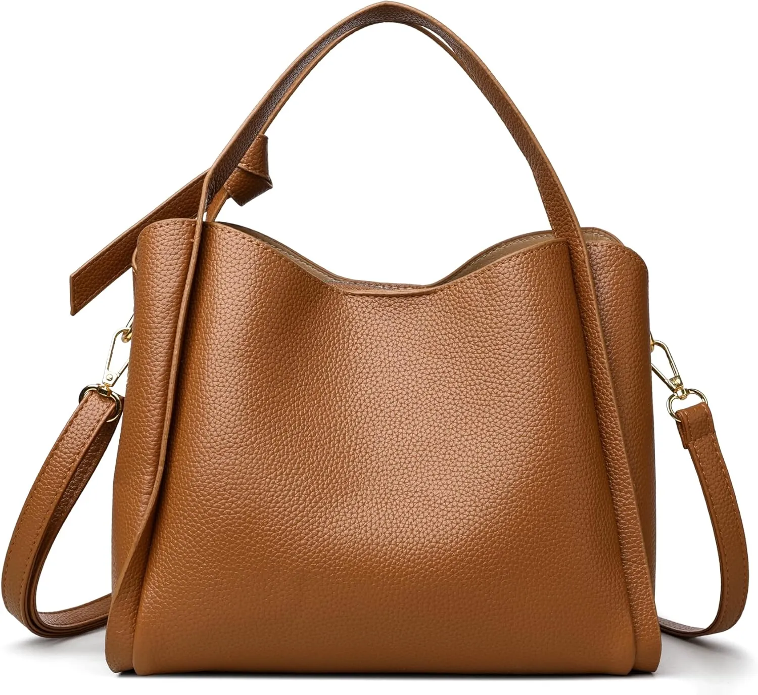 Women's Soft Leather Handbag - Elegant Top Handle Versatile Bucket Tote for Daily Use, Fashionable Shoulder Bag