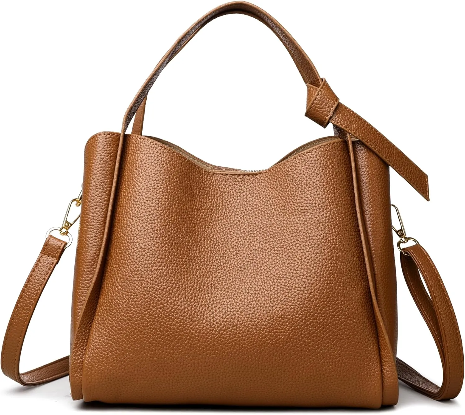 Women's Soft Leather Handbag - Elegant Top Handle Versatile Bucket Tote for Daily Use, Fashionable Shoulder Bag