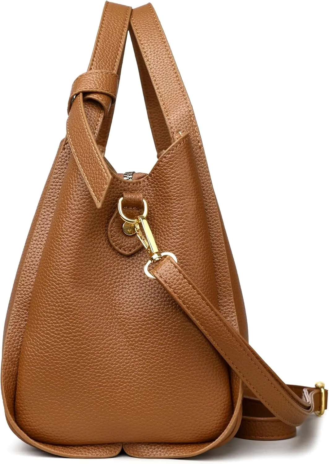 Women's Soft Leather Handbag - Elegant Top Handle Versatile Bucket Tote for Daily Use, Fashionable Shoulder Bag