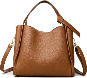 Women's Soft Leather Handbag - Elegant Top Handle Versatile Bucket Tote for Daily Use, Fashionable Shoulder Bag