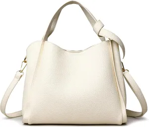 Women's Soft Leather Handbag - Elegant Top Handle Versatile Bucket Tote for Daily Use, Fashionable Shoulder Bag