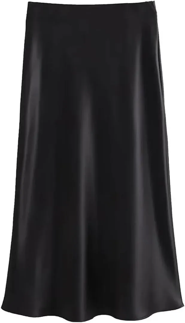 Women's Solid Color Pleated Retro Mid-Waist Midi Skirt