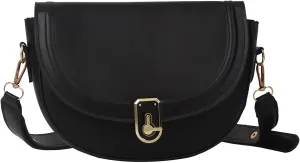 Women's Stylish Saddle Bags and Crossbody Bags,Female Clutch Purses Versatile Handbags Satchel Bags Black