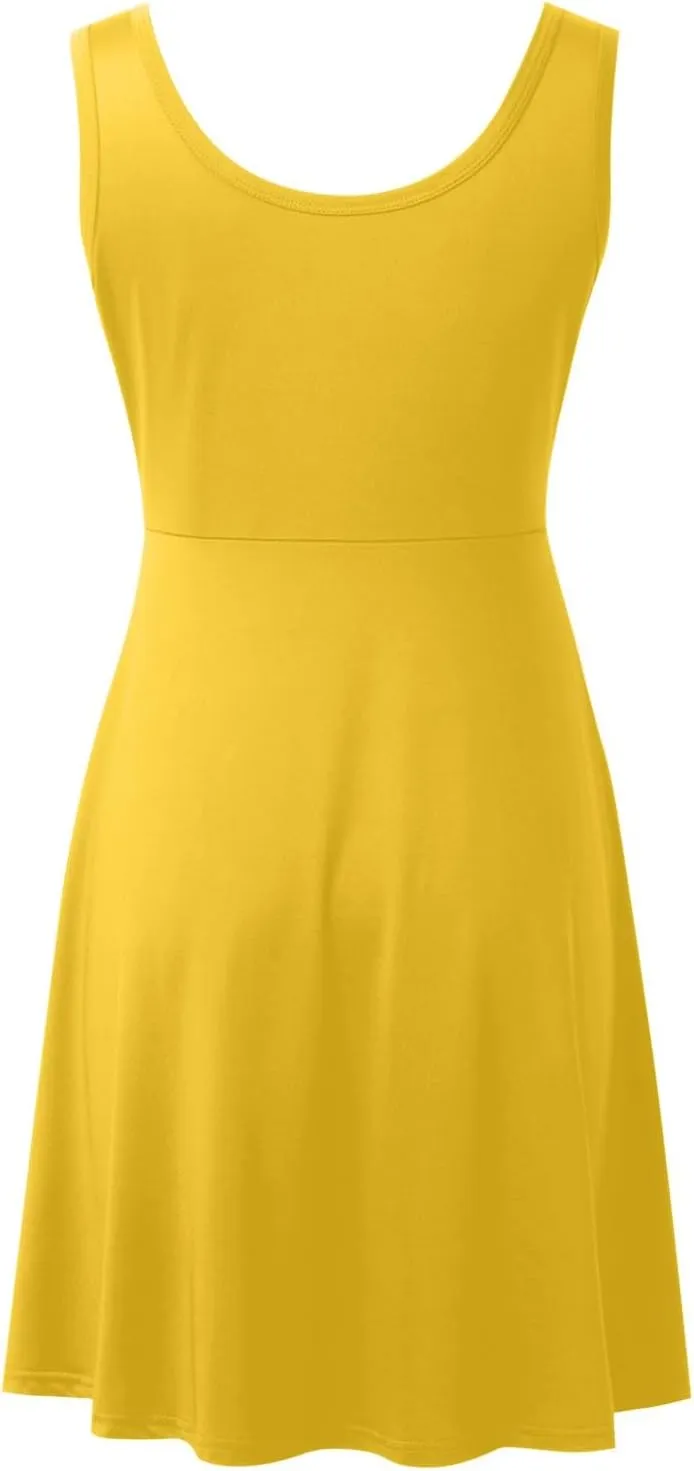 Women's Summer Beach Mini Dress Sleeveless Rockabilly Casual Dress Skater 2025 Trenty Tank Dresses