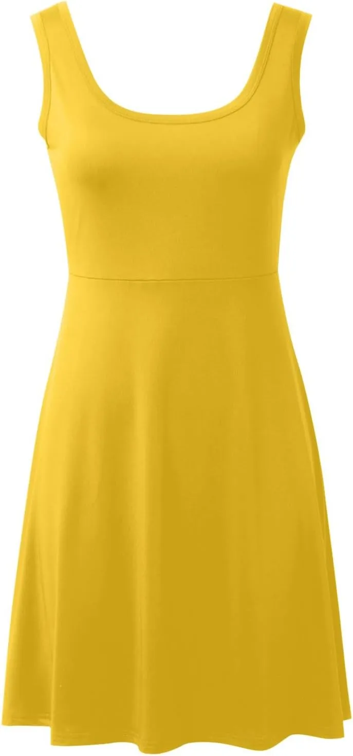 Women's Summer Beach Mini Dress Sleeveless Rockabilly Casual Dress Skater 2025 Trenty Tank Dresses