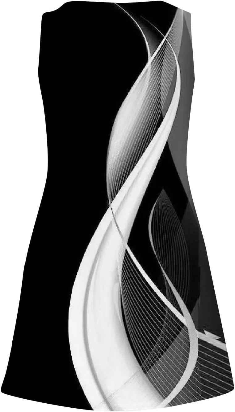 Womens Summer Dress, Trendy V Neck Casual Boho Dress with Pockets Flowy Knee Length Sleeveless Sun Dresses