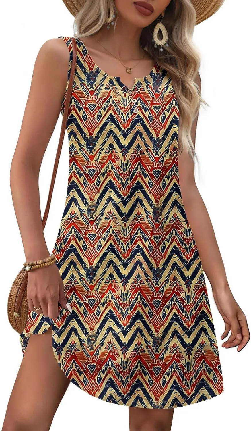 Womens Summer Dresses 2025 Loose Sleeveless Dress Plus Size Midi Dress Floral Print Retro Sundresses Boho Clothes