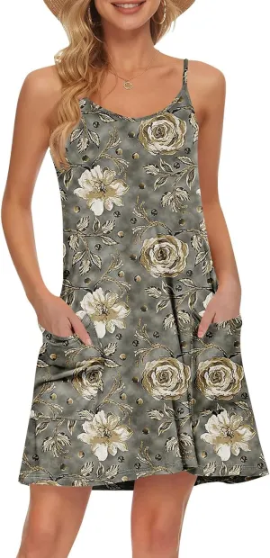 Womens Summer Dresses 2025 Loose Sleeveless Sundresses Beach Swimsuit with Pockets