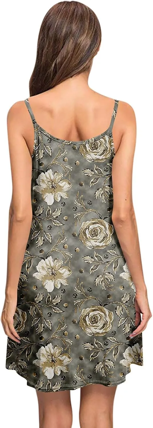 Womens Summer Dresses 2025 Loose Sleeveless Sundresses Beach Swimsuit with Pockets