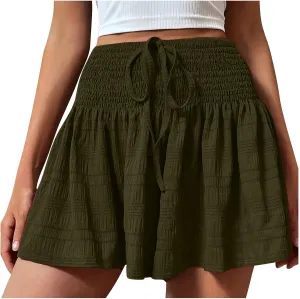 Women's Summer Fashion Solid Color Drawstring Skirts Short High Waisted Mini Skirt Golf Tennis Going Out Shorts