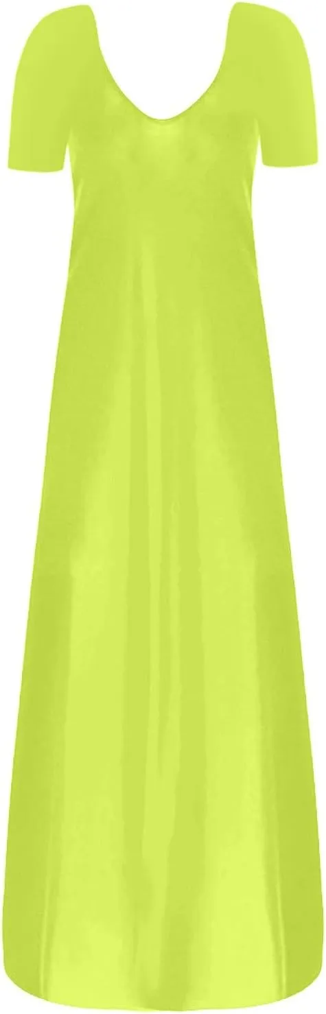 Women's Summer Maxi Dress Short Sleeve V Neck Casual Loose Long Beach Sun Dresses Spring Dresses for Women ith Pockets