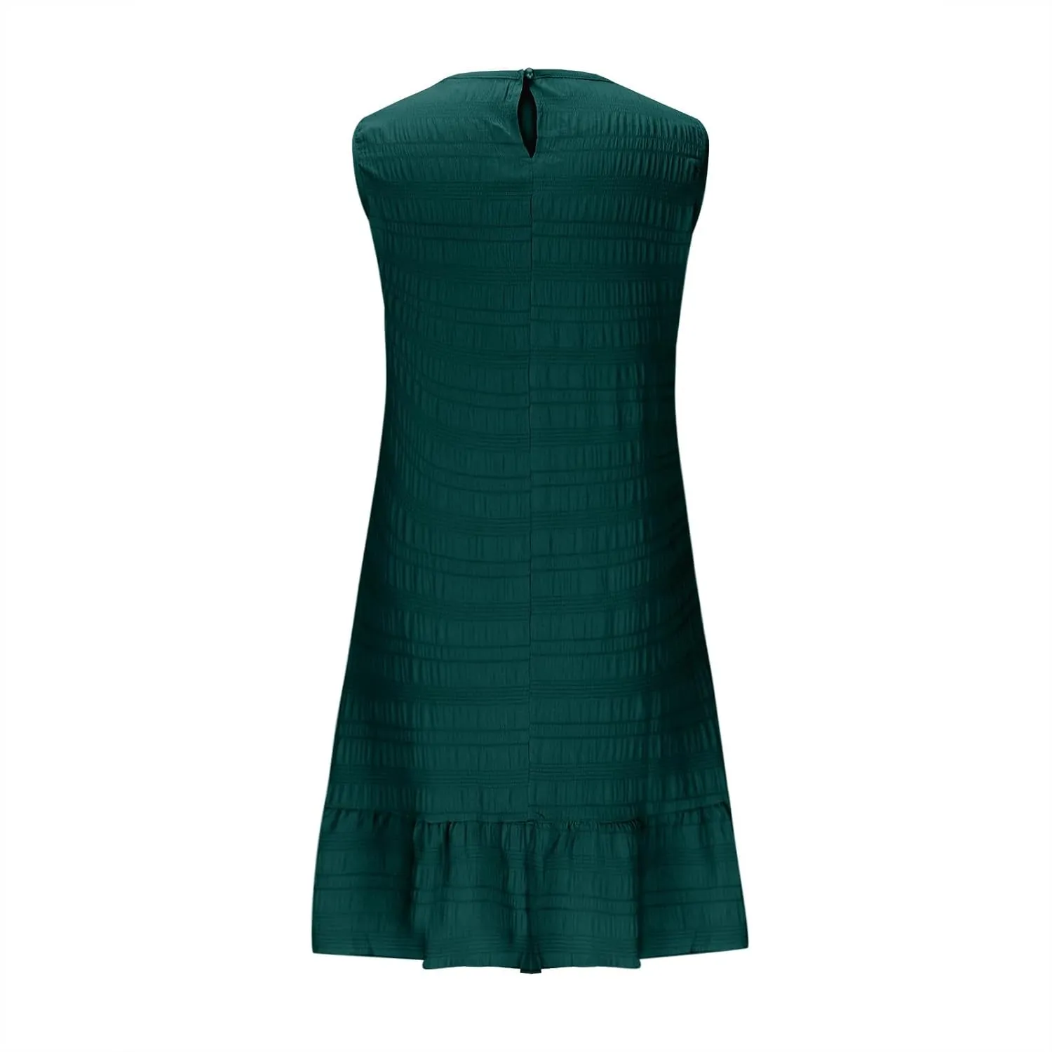 Women's Summer Sleeveless Mini Dress Fashion Basic Round Neck Short Dresses Casual Trendy Ruffle Patchwork Dress
