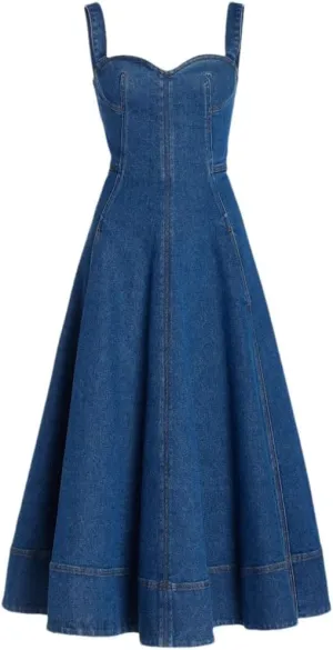 Women's Suspender Dress for Backless Sexy Retro Denim Long Skirt