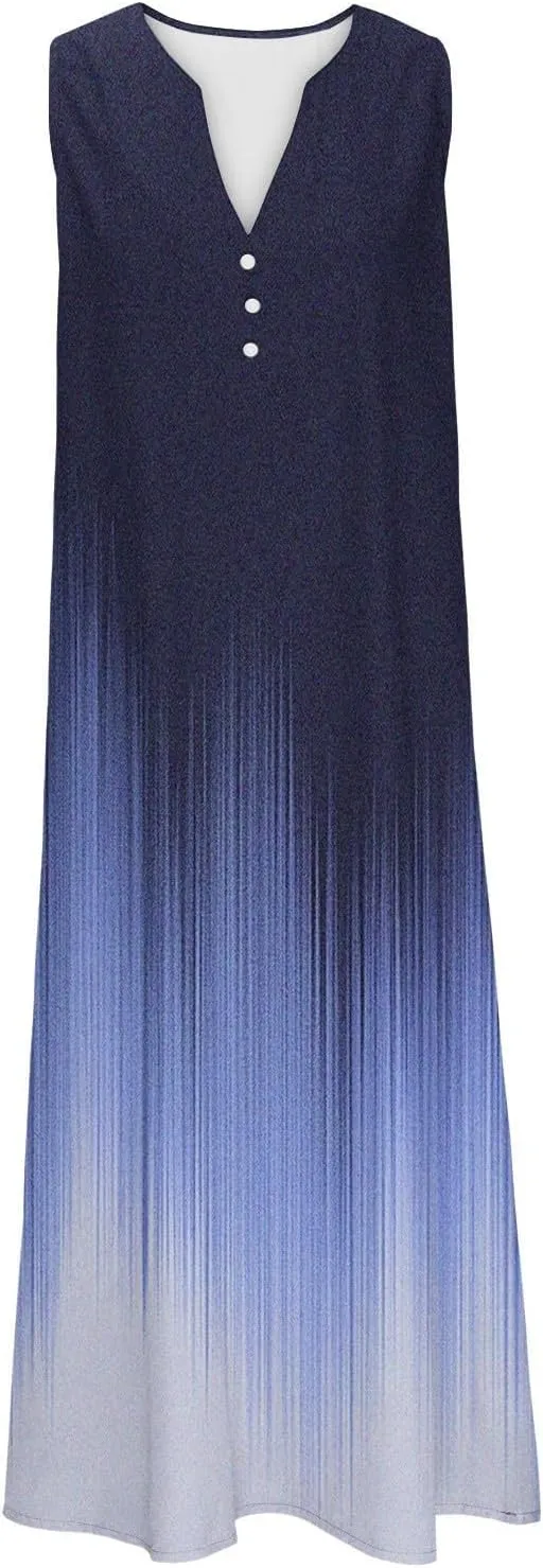 XOWRTE Summer Dresses for Women 2025 Vacation Spring Casual Midi Dresses Beach Trendy Sundresses Plus Size V Neck