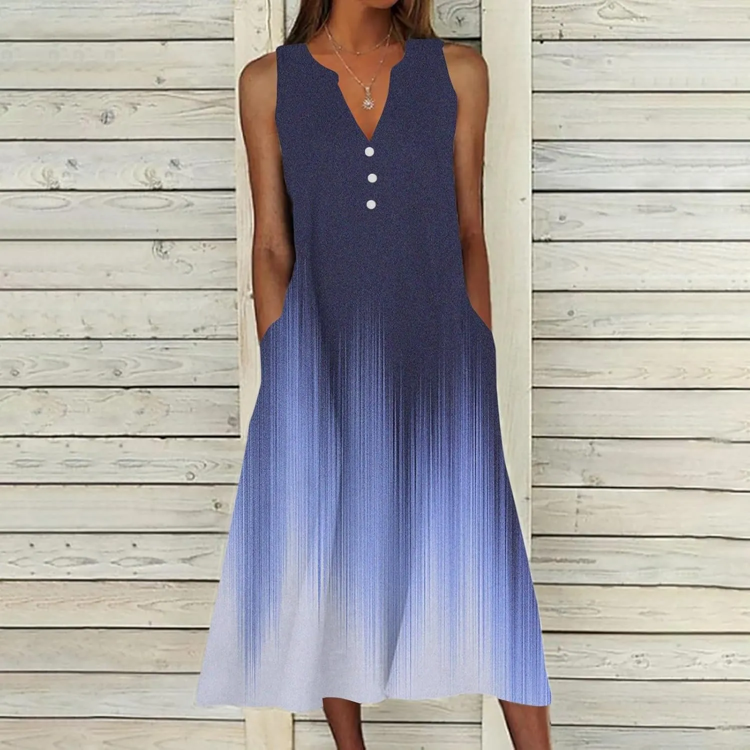 XOWRTE Summer Dresses for Women 2025 Vacation Spring Casual Midi Dresses Beach Trendy Sundresses Plus Size V Neck
